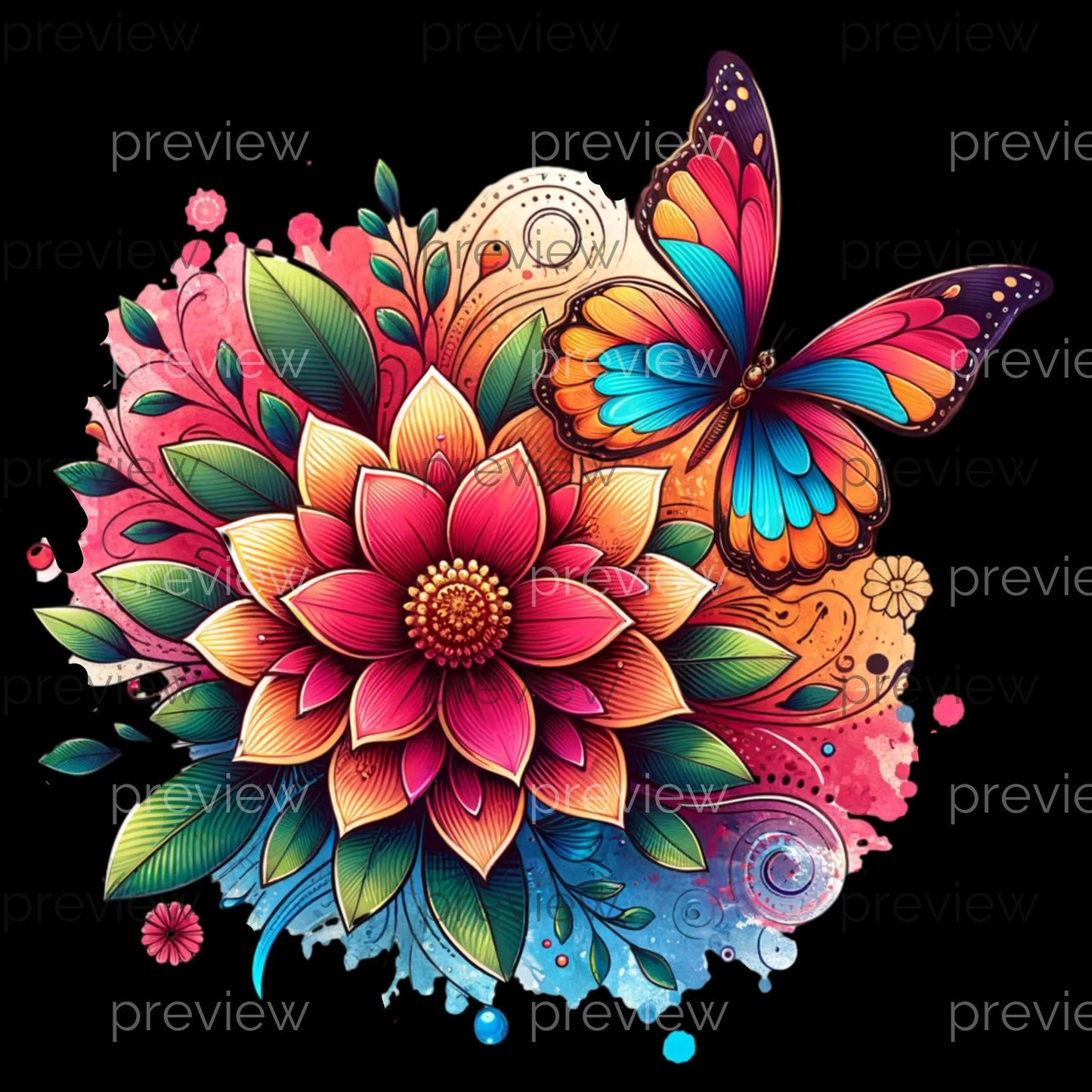 Vibrant Floral and Animal Clipart Bundle for Instant Download - Perfect for Sublimation Designs and Creative Projects