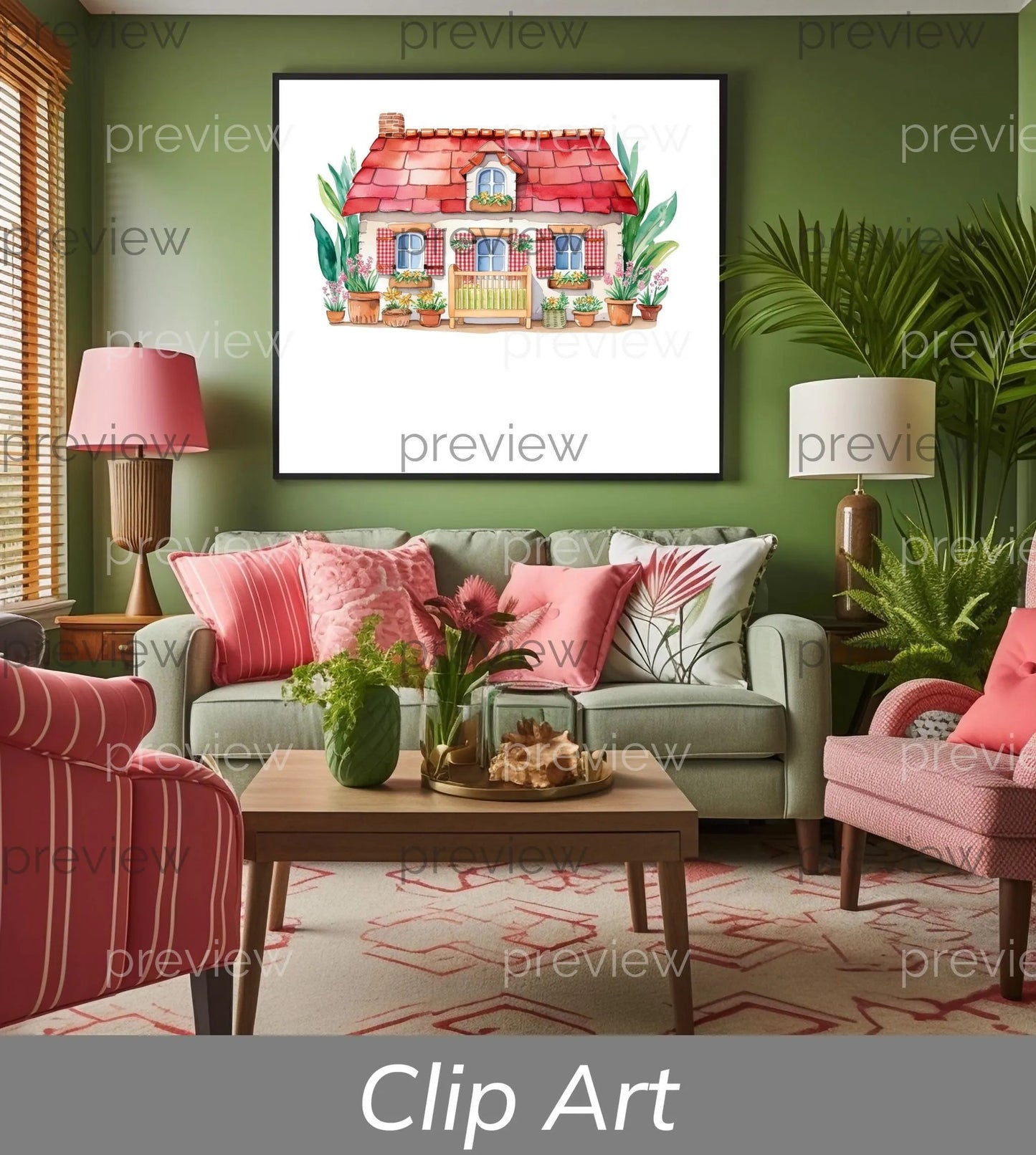 Spring Cottage Care Clipart, featuring fruits florals and rustic farm elements, Perfect for nurseries and kids Commercial use allowed