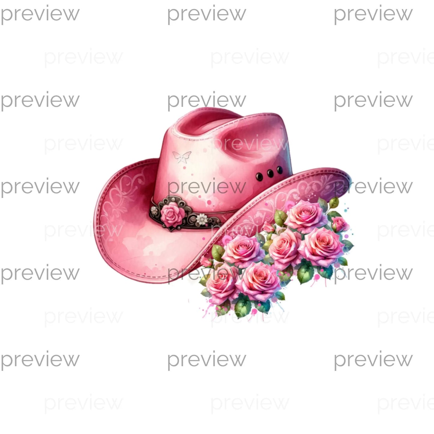 Vibrant Coquette Cowboy Boots with Floral Patterns and Pink Ribbon - Whimsical Digital Art for Instant Download
