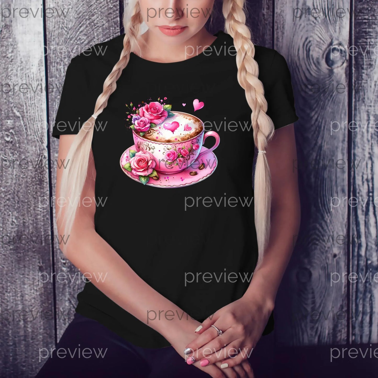 Charming Romantic Clipart Bundle with Iced Coffee, Teacup, and Frothy Coffee - Perfect for Sublimation and Instant Download