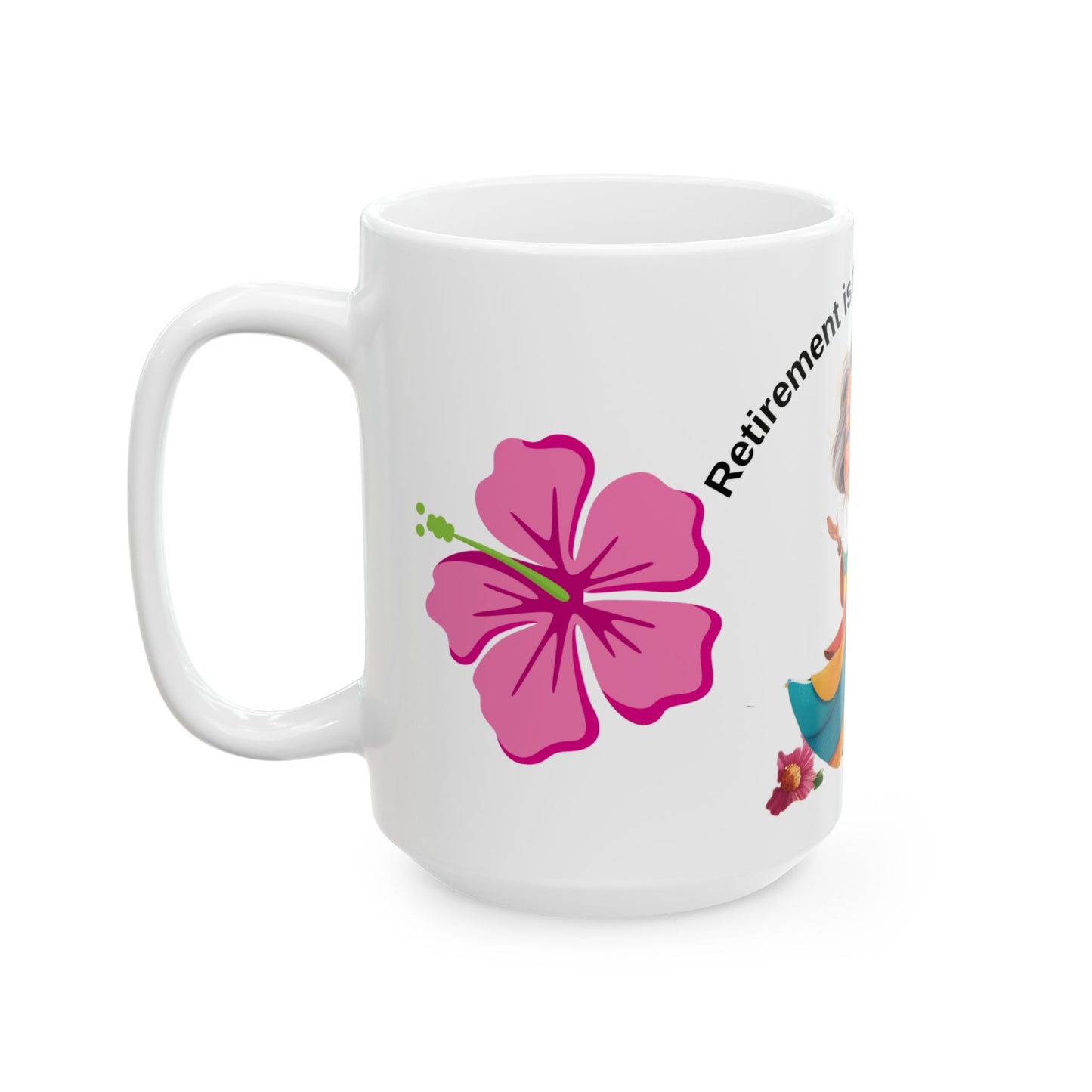 Celebrate retirement in style with this vibrant and glossy ceramic mug.