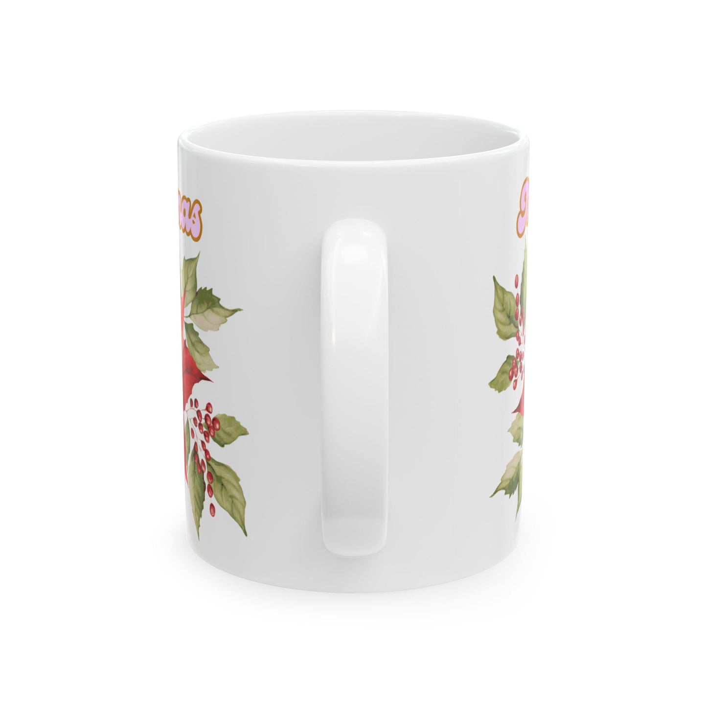 Ceramic Mug - Festive Poinsettia Holiday Mug (11oz, 15oz)