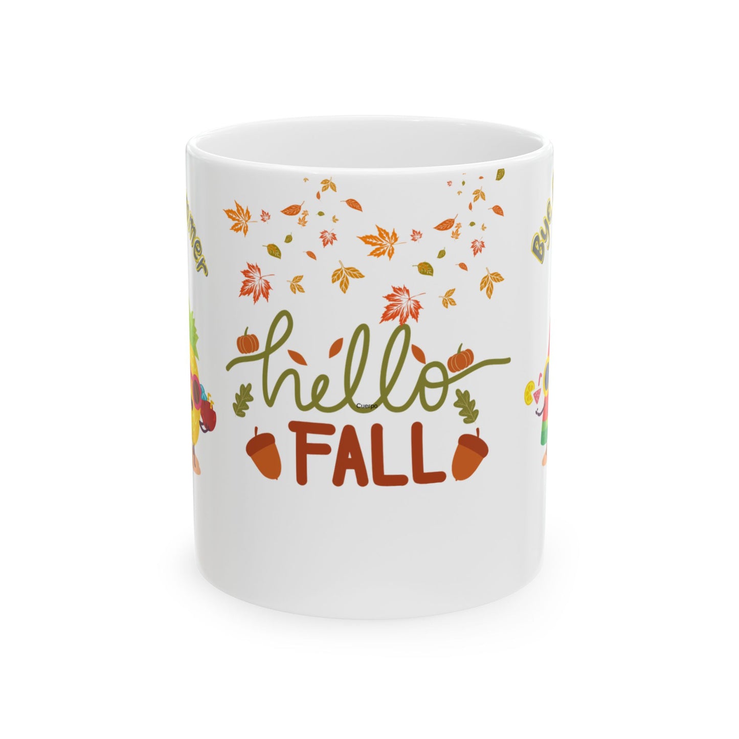 Celebrate the transition from summer to fall with this Hello fall bye summer Ceramic Mug. 110z 15oz