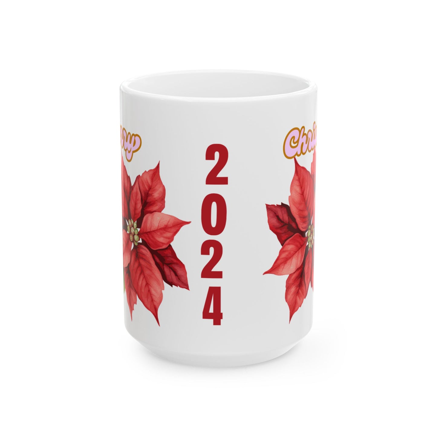 Ceramic Mug - Festive Poinsettia Holiday Mug (11oz, 15oz)