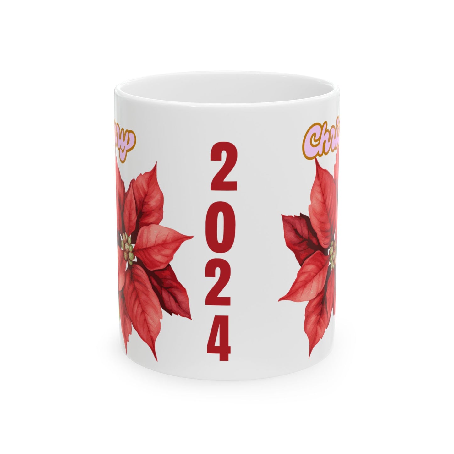 Ceramic Mug - Festive Poinsettia Holiday Mug (11oz, 15oz)