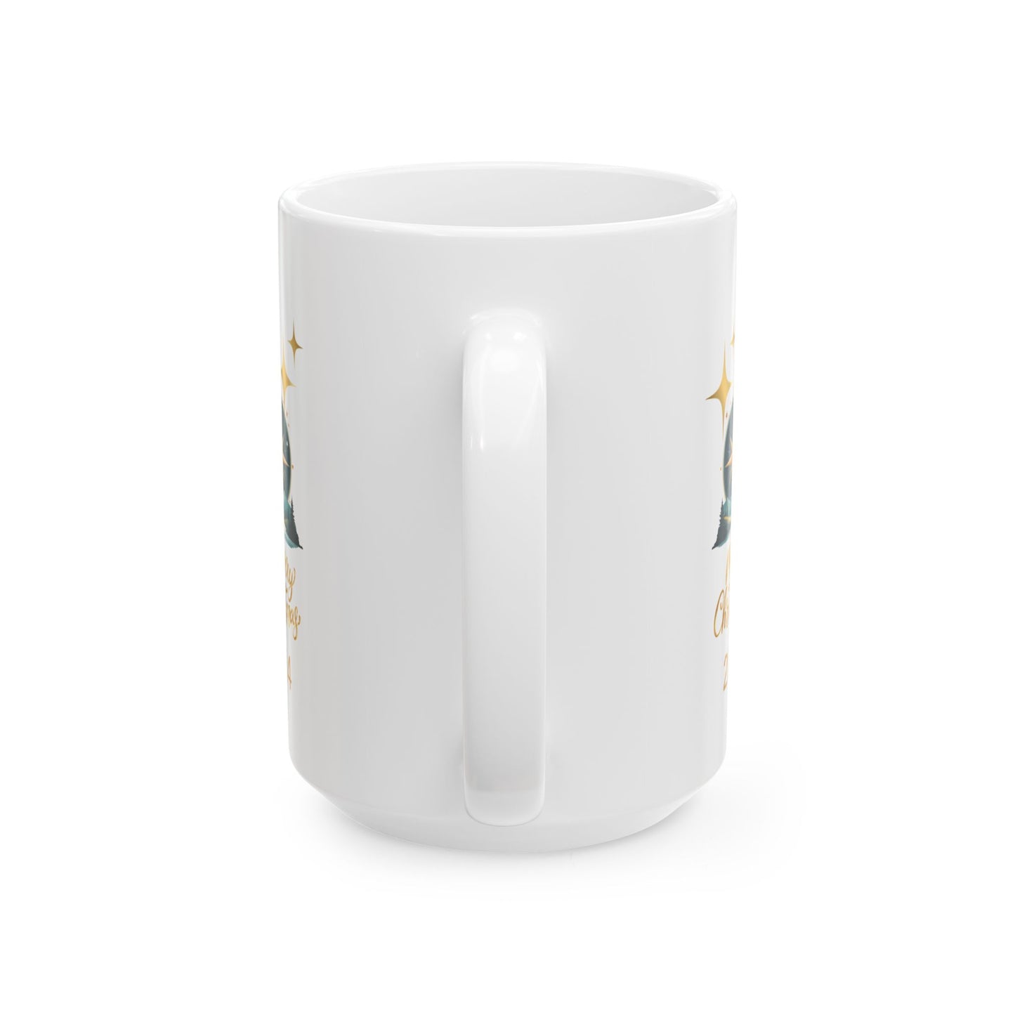 Gold star Christmas Ceramic Mug, (11oz, 15oz)