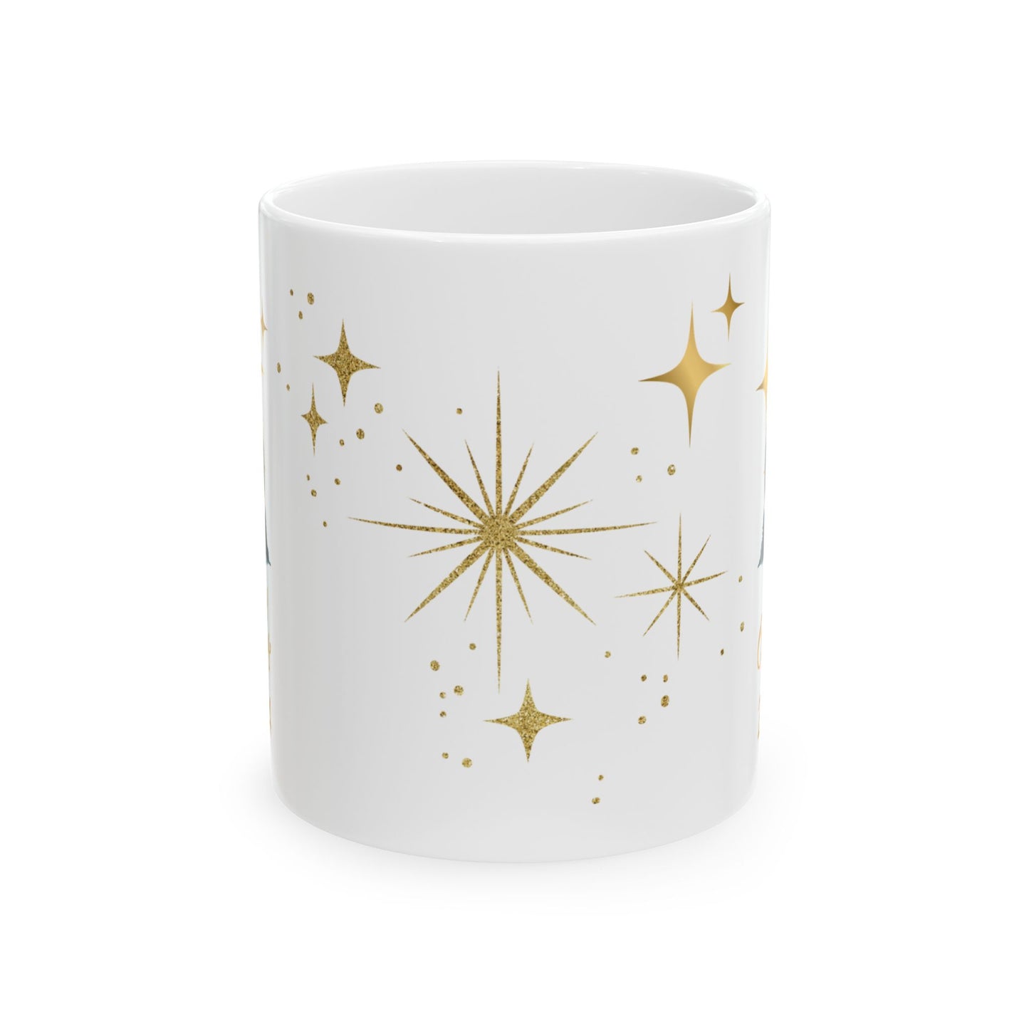 Gold star Christmas Ceramic Mug, (11oz, 15oz)