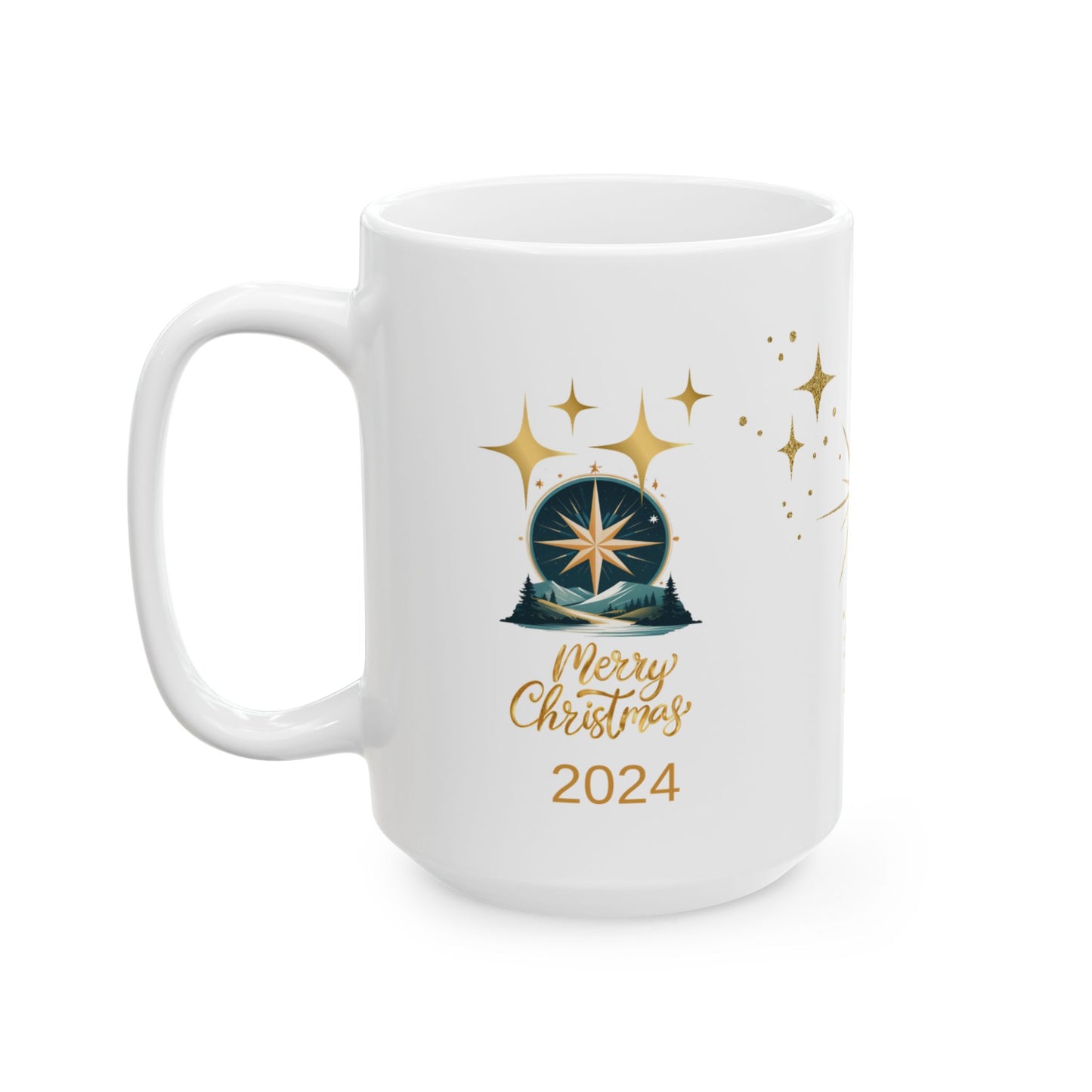 Gold star Christmas Ceramic Mug, (11oz, 15oz)