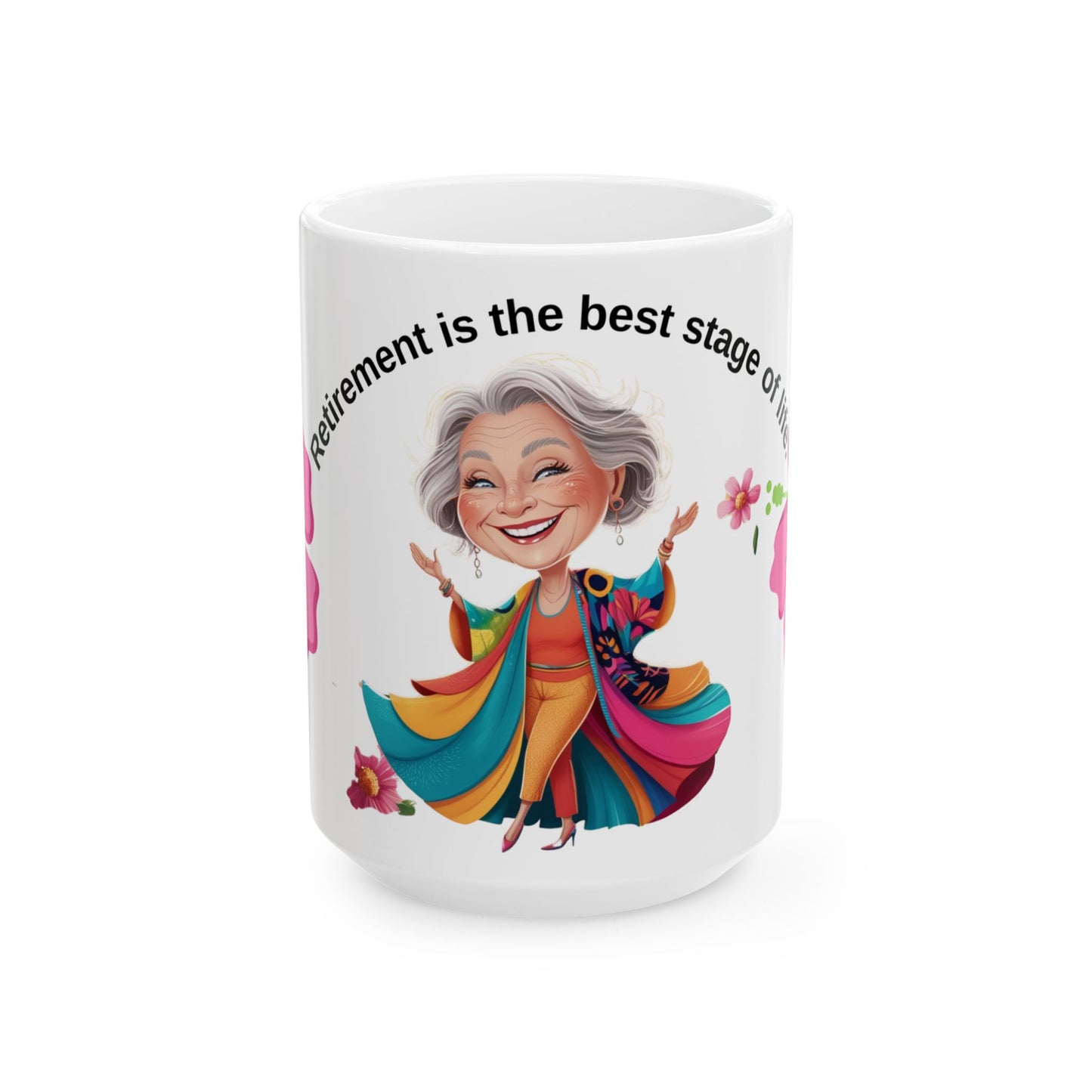 Celebrate retirement in style with this vibrant and glossy ceramic mug.