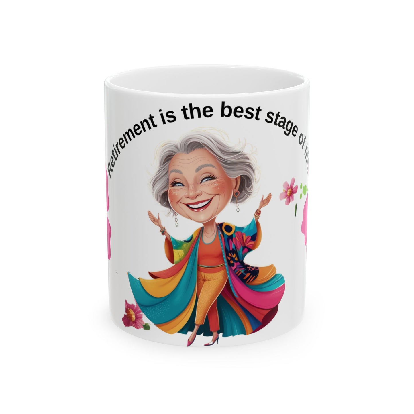 Celebrate retirement in style with this vibrant and glossy ceramic mug.