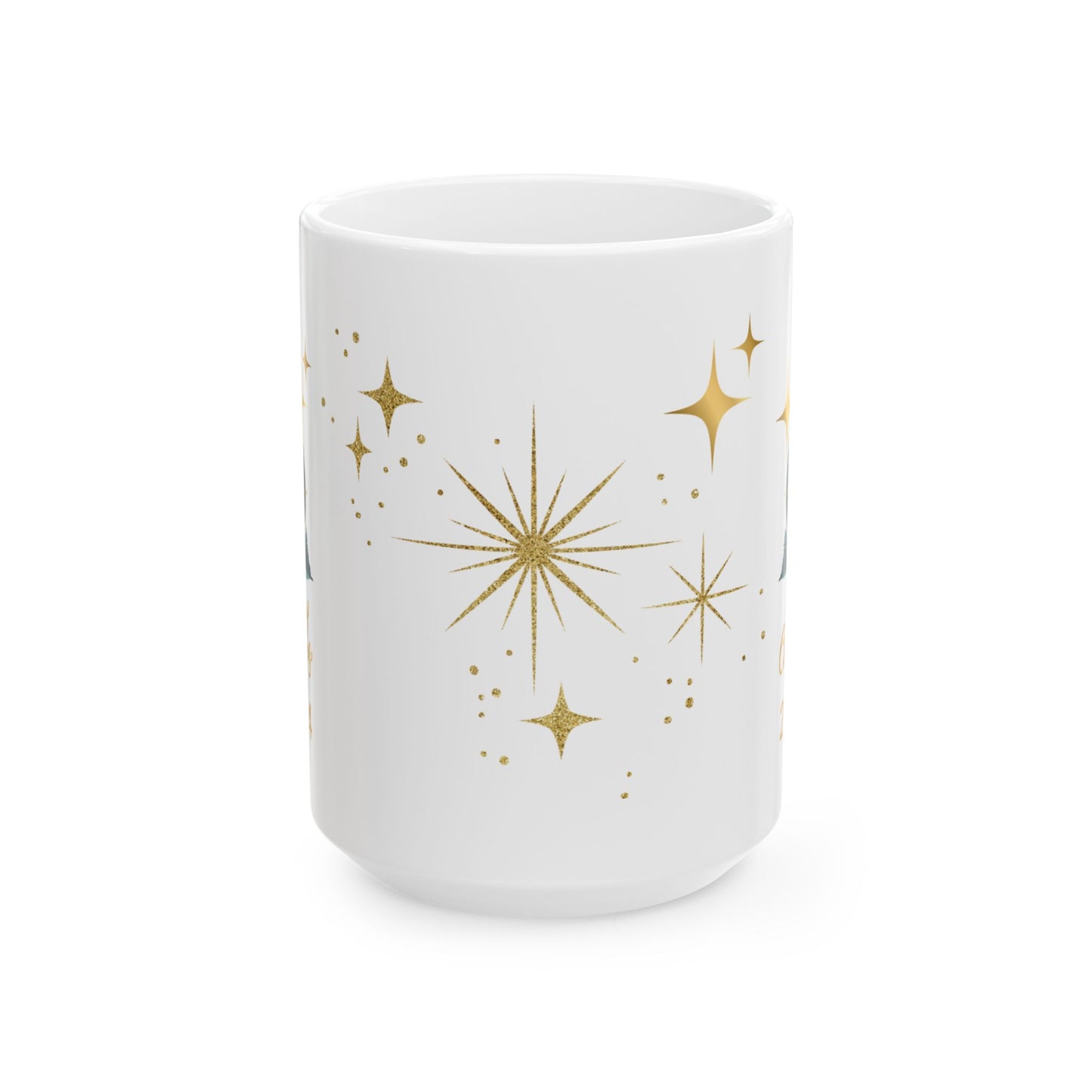 Gold star Christmas Ceramic Mug, (11oz, 15oz)