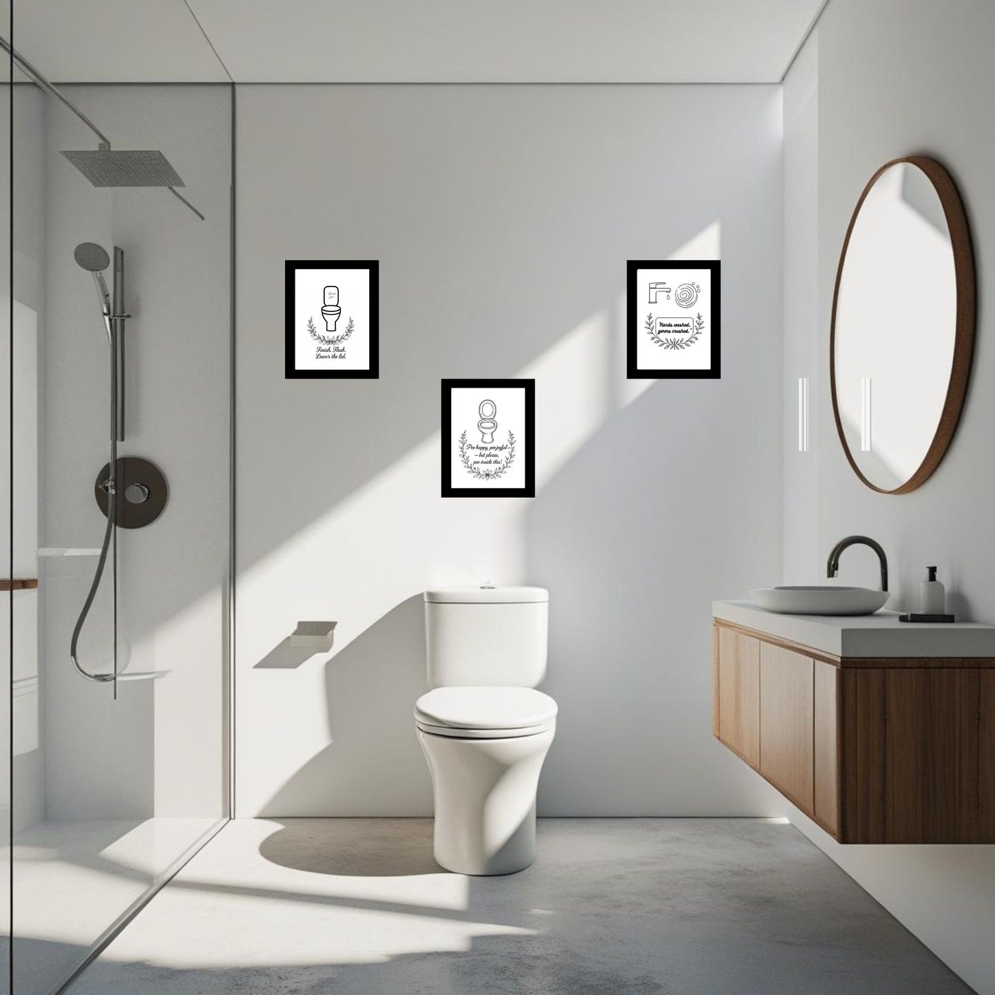 “Modern Bathroom Wall Art Set of 3 | Digital Download Printable Prints | Minimalist Triptych Decor”