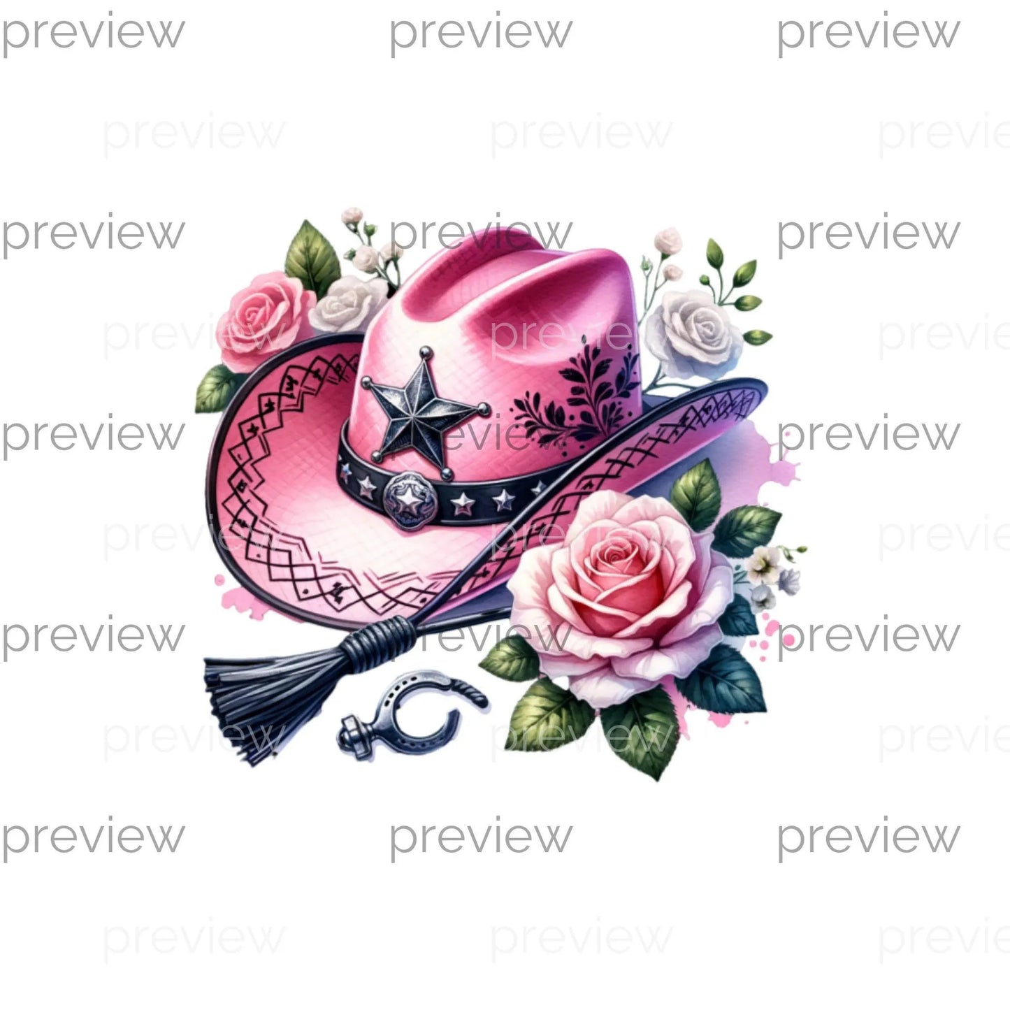 Vibrant Coquette Cowboy Boots with Floral Patterns and Pink Ribbon - Whimsical Digital Art for Instant Download